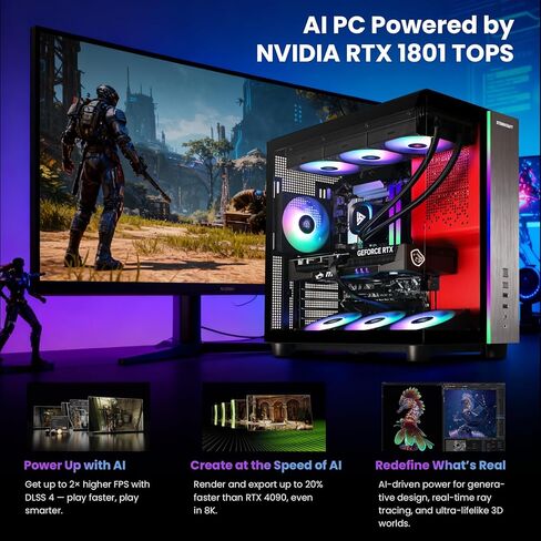 STORMCRAFT Phantom AI Gaming Desktop Intel Core Ultra 7 265F 5.3 GHz,Geforce RTX 5080 with 32GB DDR5 RGB Memory 6000MHz, 2TB NVME SSD,360 AIO Cooler,B860 Chipset,850w Gold PSU,WiFi,BT,USB-C in Kuwait