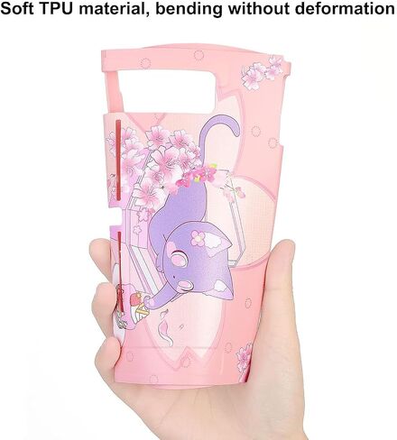 GamePals Cute Protective Shell for Switch, Soft Dockable Case for Nintendo Switch Console and Joycon with 2 Thumb Grips, Anti-Scratch Slim Cover, Sakura Cat (Pink) in Saudi Arabia