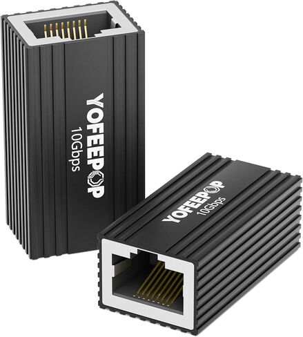 وصلة إيثرنت RJ45، موسع كابل شبكة 10 جيجابت في الثانية لـ Cat8/7/6/5، أنثى إلى أنثى، هيكل من سبائك الألومنيوم، نطاق 328 قدم، عبوتان (أسود) in Kuwait