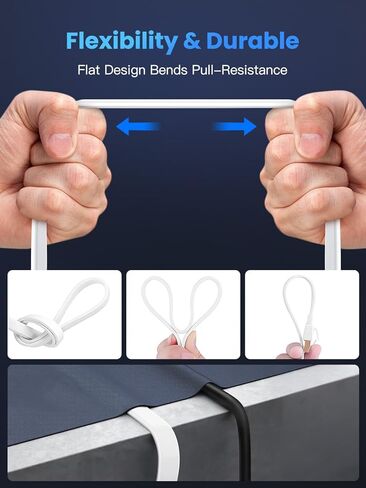 Cat 8 Ethernet Cable 15 ft Flat White, 40Gbps 2000MHz High Speed LAN Internet Network Cord, SFTP Shielded RJ45 Connector for PC, Laptops, Router, Modem, Servers, Gaming, TV, and More in Kuwait