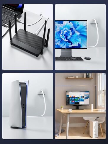 Cat 8 Ethernet Cable 15 ft Flat White, 40Gbps 2000MHz High Speed LAN Internet Network Cord, SFTP Shielded RJ45 Connector for PC, Laptops, Router, Modem, Servers, Gaming, TV, and More in Kuwait