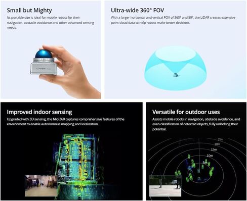 Livox Mid 360 3D LiDAR Sensor Lase Radar for Robot UAV Navigation Mapping (with Connector) in Saudi Arabia