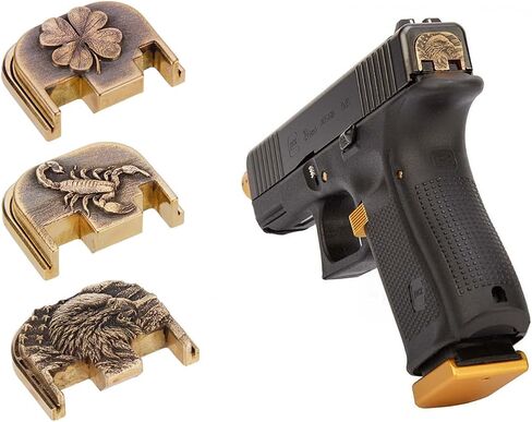 NDZ Performance 3D منقوش منزلق غطاء خلفي لـ Glock Gen 1-5 - نحاس صلب - يناسب 17 19 19X 20 21 22 23 26 27 30 43 43X 45 47 48 - اختر التصميم in Kuwait