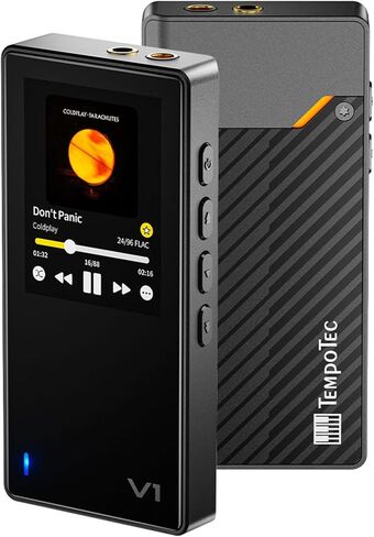 مشغل موسيقى HiFi المحمول TempoTec V1، مشغل صوت رقمي مع بلوتوث ثنائي الاتجاه 5.1. منافذ سماعة رأس مقاس 4.4 مم و3.5 مم + بطاقات microSD (TF) سعة 64 جيجابايت + مشبك خلفي أسود in Kuwait