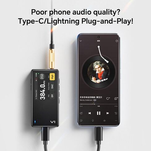 مشغل موسيقى HiFi المحمول TempoTec V1، مشغل صوت رقمي مع بلوتوث ثنائي الاتجاه 5.1. منافذ سماعة رأس مقاس 4.4 مم و3.5 مم + بطاقات microSD (TF) سعة 64 جيجابايت + مشبك خلفي أسود in Kuwait