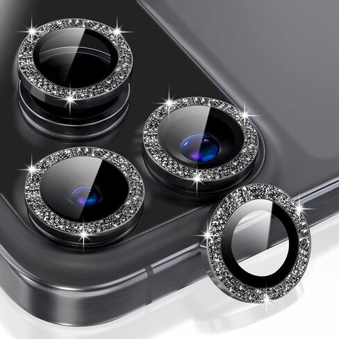 مجموعتان من واقي عدسة الكاميرا لهاتف iphone 17 Pro Max/17 Pro، واقي كاميرا من الزجاج المقوى فائق الدقة 9H، مضاد للخدش للنساء والفتيات، غطاء كاميرا لامع لهاتف iphone 17 ProMax/17 Pro، أسود لامع in Kuwait