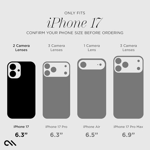 واقي عدسة الكاميرا Case-Mate مع حلقات وميض من الألومنيوم لهاتف iPhone 17 Pro Max/iPhone 17 Pro - زجاج مقسى مزدوج، مضاد للخدش - عرض فائق الدقة مع التصوير الليلي، سهل التركيب in Saudi Arabia