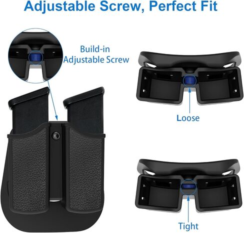 Universal Double Magazine Pouch, 9mm .40 .45 .357 Double Stack Mag. Holder Dual Stack Mag Holster with 1.5''-2.5'' Belt Clip for Glock Sig sauer S&W Beretta Browning Taurus H&K Most Pistol Mags in Saudi Arabia