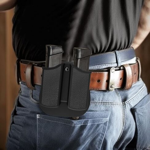 Universal Double Magazine Pouch, 9mm .40 .45 .357 Double Stack Mag. Holder Dual Stack Mag Holster with 1.5''-2.5'' Belt Clip for Glock Sig sauer S&W Beretta Browning Taurus H&K Most Pistol Mags in Saudi Arabia