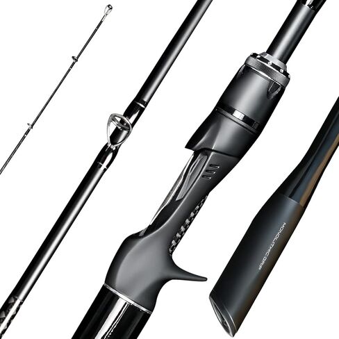 SEASIR Overcast Saltwater/Freshwater Fishing Rod, BFS Spinning Rod 6'6/7'6/8'/8'6, 2 Piece Bait Casting Rod, Black Baitcaster Rod, Medium/Medium Heavy, 36T Carbon Fiber, Fuji O, Bass Catfish Trout Rod in Kuwait