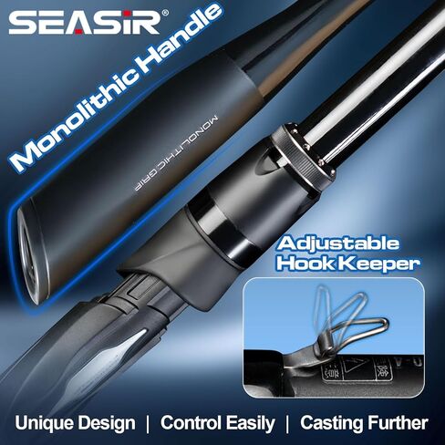 SEASIR Overcast Saltwater/Freshwater Fishing Rod, BFS Spinning Rod 6'6/7'6/8'/8'6, 2 Piece Bait Casting Rod, Black Baitcaster Rod, Medium/Medium Heavy, 36T Carbon Fiber, Fuji O, Bass Catfish Trout Rod in Kuwait