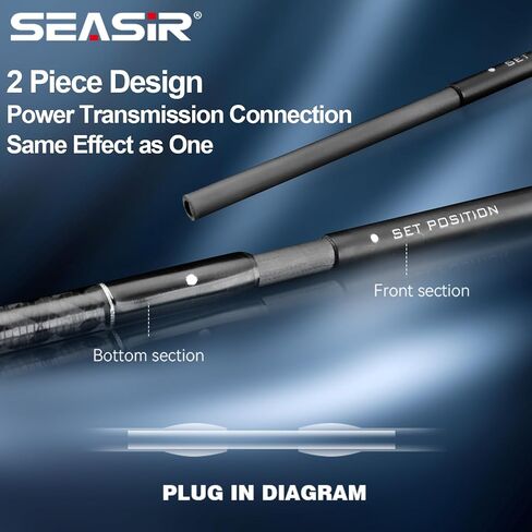 SEASIR Overcast Saltwater/Freshwater Fishing Rod, BFS Spinning Rod 6'6/7'6/8'/8'6, 2 Piece Bait Casting Rod, Black Baitcaster Rod, Medium/Medium Heavy, 36T Carbon Fiber, Fuji O, Bass Catfish Trout Rod in Kuwait