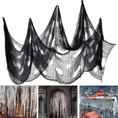 1Pc Halloween Creepy Mesh Cloth Decoration,Gauze Fabric Clothes for Indoor Outdoor Garden House Yard Hanging Decor Party Supplies(White) in Saudi Arabia