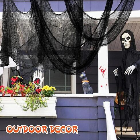 1Pc Halloween Creepy Mesh Cloth Decoration,Gauze Fabric Clothes for Indoor Outdoor Garden House Yard Hanging Decor Party Supplies(White) in Saudi Arabia