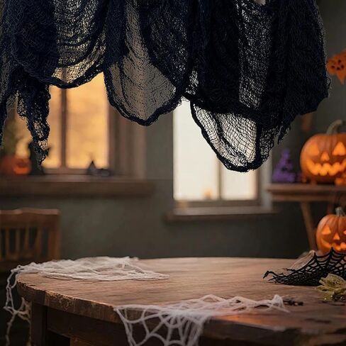1Pc Halloween Creepy Mesh Cloth Decoration,Gauze Fabric Clothes for Indoor Outdoor Garden House Yard Hanging Decor Party Supplies(White) in Saudi Arabia