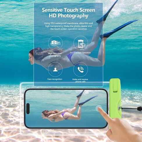 Clear Waterproof Phone Pouch with Touchscreen Window and Secure Seal for Travel Beach Swimming Kayaking Hiking Use(Green) in Saudi Arabia
