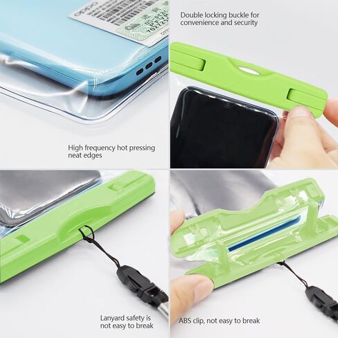 Clear Waterproof Phone Pouch with Touchscreen Window and Secure Seal for Travel Beach Swimming Kayaking Hiking Use(Green) in Saudi Arabia