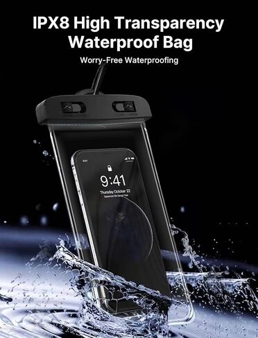 2 Pack-IPX8 Waterproof Phone Pouch, Universal Case Compatible with iPhone 16 15 14 13 Pro Max Plus Up to 8.3", IPX8 Beach Travel Essentials-Black in Saudi Arabia