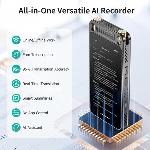 AI Voice Recorder with Playback, Digital Voice Recorder with Unlimited Transcription, Summary, Translation, Handheld Voice to Text Meeting Recorder and Transcriber, AI Recorder Device for Lectures in Kuwait