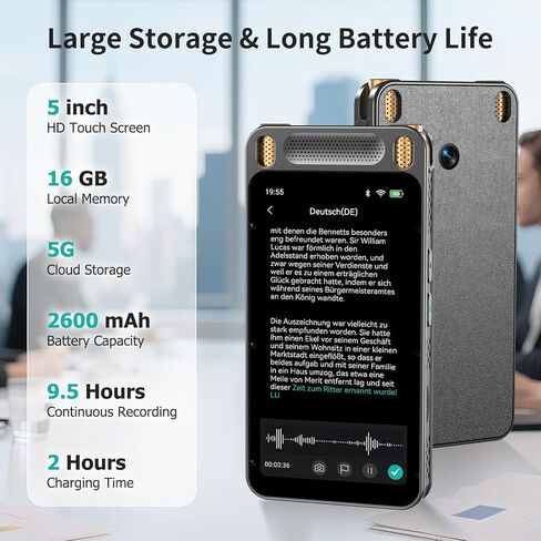 AI Voice Recorder with Playback, Digital Voice Recorder with Unlimited Transcription, Summary, Translation, Handheld Voice to Text Meeting Recorder and Transcriber, AI Recorder Device for Lectures in Kuwait
