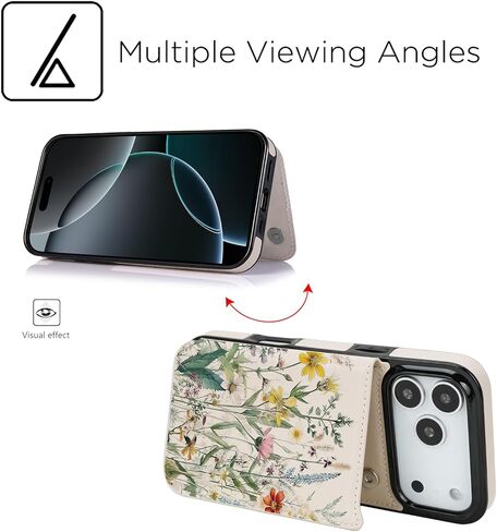 uCOLOR for iPhone 17 Pro Wallet Case with Card Holder PU Leather RFID Blocking Design iPhone 17 Pro flip case for Women Men Magnetic Clasp Kickstand Design 6.3 inch (Desert Flowers) in Saudi Arabia
