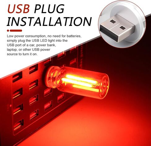 SLIMI 2 قطعة ضوء UBS للسيارة، لمبة إضاءة ليلية USB قابلة للتعديل، مصابيح جو السيارة الخفيفة الحساسة للمس، مصابيح جو صغيرة محمولة، مصابيح داخلية عالمية للسيارة، لمعظم السيارات (أحمر) in Kuwait