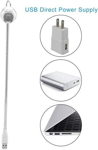 مصباح قراءة ليلي قابل للحمل بمنفذ USB طويل ومرن بقدرة 1 وات (فضي أبيض نقي) in Saudi Arabia