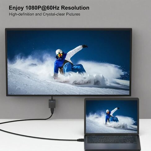 HDMI إلى VGA، محول شاشة HDMI أحادي الاتجاه من كمبيوتر إلى VGA (أنثى إلى ذكر) مع مقبس صوت 3.5 مم متوافق مع عصا التلفاز، والكمبيوتر، وسطح المكتب، والكمبيوتر المحمول، والكمبيوتر الشخصي، والشاشة، وجهاز العرض، وروكو، وإكس بوكس in Saudi Arabia