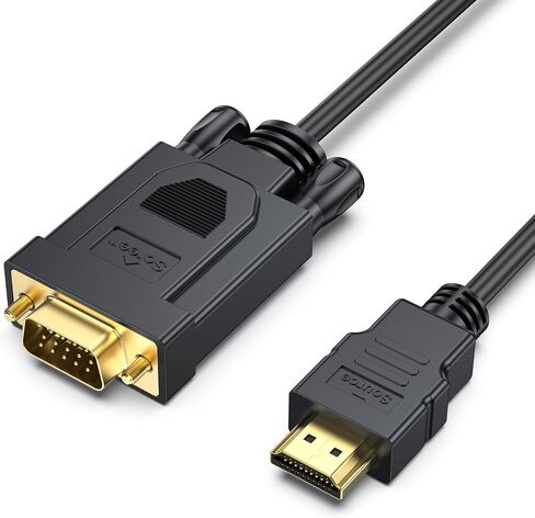 HDMI to VGA 6 Feet Cable, Uni-Directional HDMI Computer to VGA Monitor Cable (Male to Male) Compatible for Computer, Desktop, Laptop, PC, Monitor, Projector, HDTV, Roku, Xbox in Saudi Arabia
