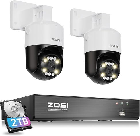 نظام كاميرا أمان منزلي ZOSI 4K PoE مع تقنية AI Face Person Detection، 4 × 5 ميجابكسل 3K Pan/Tilt PoE IP Camera في الهواء الطلق، مسار تلقائي، تكبير رقمي 5X، صوت ثنائي الاتجاه، 8CH 8MP NVR (16CH قابلة للتوسيع)، محرك أقراص ثابتة 2 تيرابايت in Saudi Arabia