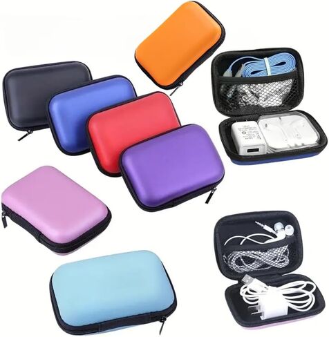 1PC Simple Hard Side Organizer for Cables and Headphones - Portable Minimalist Design, Black in Saudi Arabia