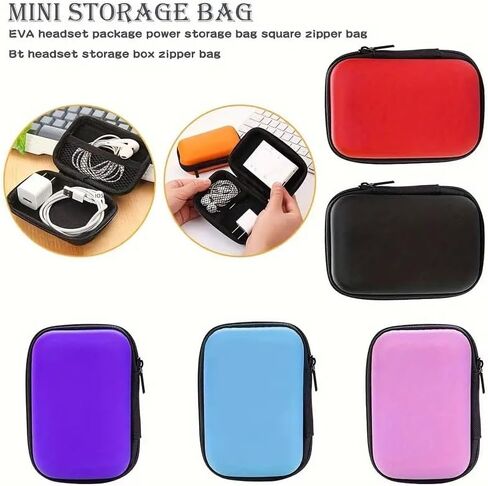 1PC Simple Hard Side Organizer for Cables and Headphones - Portable Minimalist Design, Black in Saudi Arabia