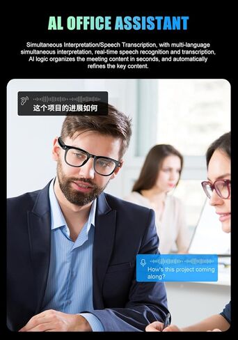 Smart Camera Glasses for Men & Women, Bluetooth Video Glasses with Open Ear Sound Mic & Speakers, Intelligent Touch,Magnetic Charging (Include Black Lens) in Kuwait