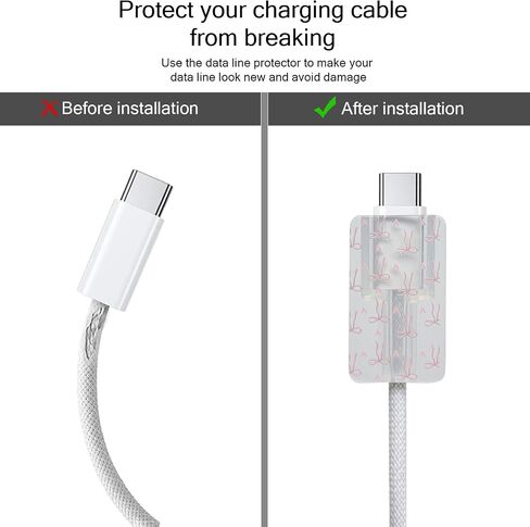 Lovmooful متوافق مع iPhone 18W/20W USB-C غطاء شاحن شفاف جميل على شكل قلب تصميم على شكل قلب ناعم واقي شاحن لطيف حافظة كابل موفر للفتيات والنساء - قلب على شكل قوس وردي in Kuwait