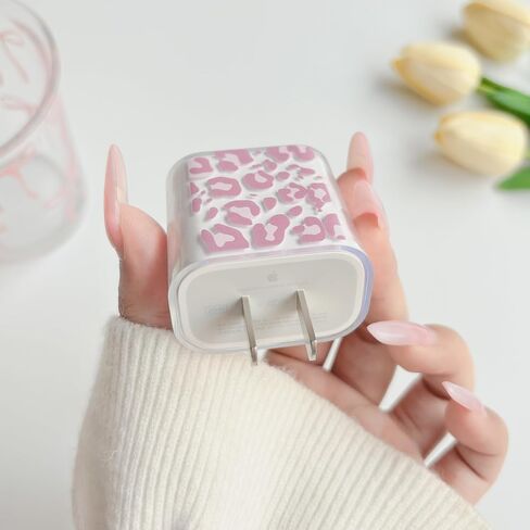 Lovmooful متوافق مع iPhone 18W/20W USB-C غطاء شاحن شفاف جميل على شكل قلب تصميم على شكل قلب ناعم واقي شاحن لطيف حافظة كابل موفر للفتيات والنساء - قلب على شكل قوس وردي in Kuwait