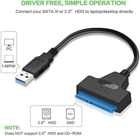 محول SATA إلى USB 3.0 لمحرك الأقراص الصلبة 2.5/3.5 بوصة، محول محرك الأقراص الصلبة USB إلى SATA مع مصدر طاقة 12 فولت 2 أمبير، محول كابل محطة إرساء HDD SSD الخارجية (02) in Kuwait
