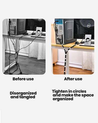 3-Roll Portable Cable Organizers, 1.2cm x 16.4-feet Inches Hook and Loop Fastening Straps, Reusable Cord Management Ties, Black, White, and Gray, Ideal for Home, Office, and Travel in Saudi Arabia