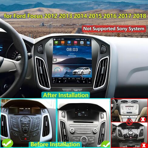 لترقية راديو Ford Focus 2012-2018: ستيريو سيارة Android 14 مع CarPlay اللاسلكي Android Auto - وحدة رأس تعمل باللمس مقاس 10.4 بوصة مع نظام ملاحة GPS بلوتوث 4 جيجابايت + 32 جيجابايت in Kuwait