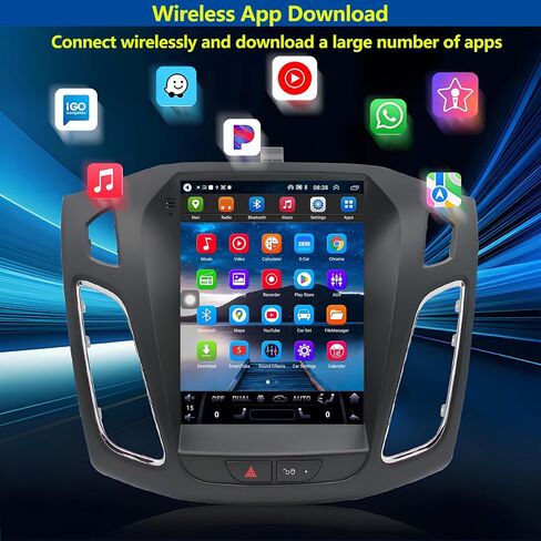 لترقية راديو Ford Focus 2012-2018: ستيريو سيارة Android 14 مع CarPlay اللاسلكي Android Auto - وحدة رأس تعمل باللمس مقاس 10.4 بوصة مع نظام ملاحة GPS بلوتوث 4 جيجابايت + 32 جيجابايت in Kuwait