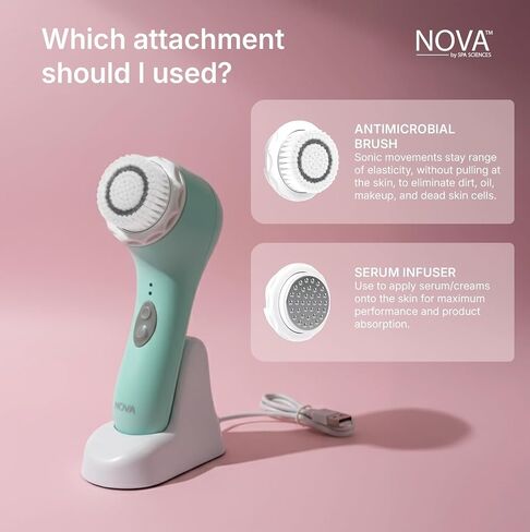 Spa Sciences - NOVA - Patented Sonic Facial Cleansing Brush & Exfoliating System (Not a Spin Brush) - All Skin Types - 3 Speeds - Waterproof - USB Rechargeable w/Charging Base in Saudi Arabia