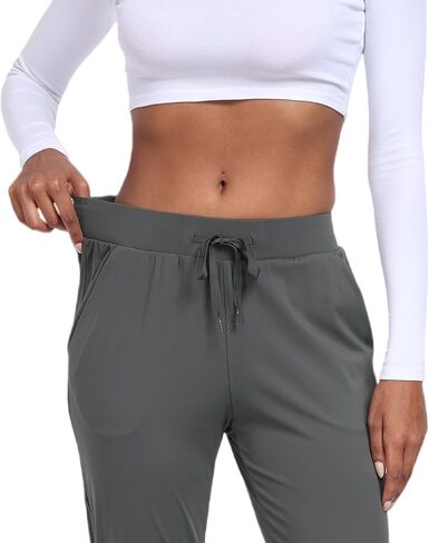 Women's Joggers Pants Quick Dry Deep Pockets Lightweight Travel Pants for Women with Drawstring in Saudi Arabia