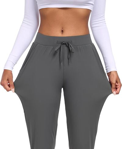 Women's Joggers Pants Quick Dry Deep Pockets Lightweight Travel Pants for Women with Drawstring in Saudi Arabia