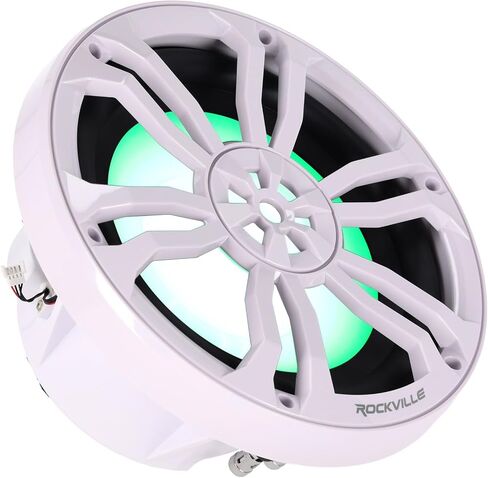 حزمة Rockville RM-PREMIUM104 البيضاء: (2) 10 بوصات هواء حر 1200 واط الذروة / 300 واط RMS Marine Subwoofers، Kicker 48KMA8001 800 واط 1 أوم مضخم صوت أحادي، RMWK4 4 AWG مجموعة أسلاك مقاومة للماء، 4 عناصر in Saudi Arabia