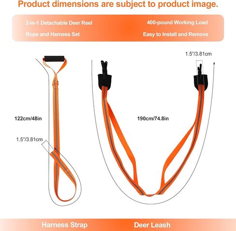 Deer Drag Harness, Deer Drag Rope with Reflective Strip Heavy Duty Hunting Sled Essentials Gear Accessories Double Shoulder Harness for Men Hunting ﻿ in Kuwait