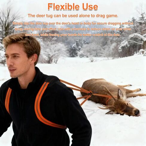 Deer Drag Harness, Deer Drag Rope with Reflective Strip Heavy Duty Hunting Sled Essentials Gear Accessories Double Shoulder Harness for Men Hunting ﻿ in Kuwait
