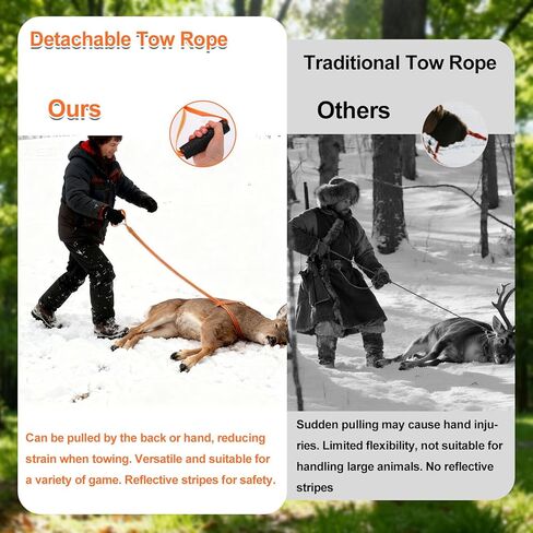 Deer Drag Harness, Deer Drag Rope with Reflective Strip Heavy Duty Hunting Sled Essentials Gear Accessories Double Shoulder Harness for Men Hunting ﻿ in Kuwait