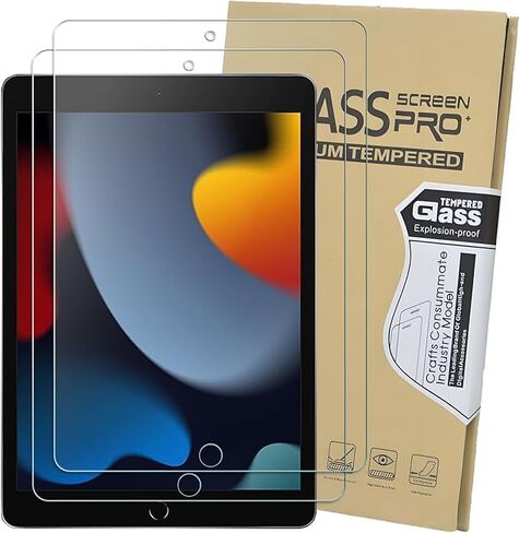 واقي شاشة مكون من قطعتين لجهاز iPad 9th 8th 7th Generation 10.2 بوصة، واقي شاشة من الزجاج المقسى، متوافق مع معرف الوجه وقلم Apple Pencil، مقاوم للغاية، صديق للحافظة in Saudi Arabia