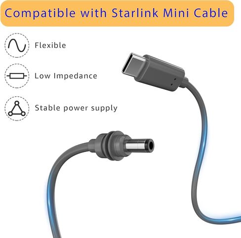 لكابل Starlink Mini بطول 10 أقدام، لكابل الطاقة Starlink Mini USB من النوع C إلى DC (18AWG 5.5 * 2.1 مم) متوافق مع بنك الطاقة 100 واط + ومصادر PD، رمادي مقاوم للماء، أساسيات التخييم في الهواء الطلق in Kuwait