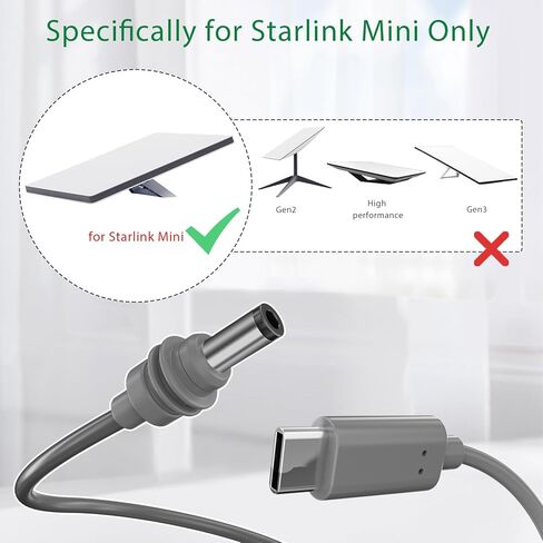 لكابل Starlink Mini بطول 10 أقدام، لكابل الطاقة Starlink Mini USB من النوع C إلى DC (18AWG 5.5 * 2.1 مم) متوافق مع بنك الطاقة 100 واط + ومصادر PD، رمادي مقاوم للماء، أساسيات التخييم في الهواء الطلق in Kuwait