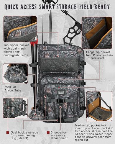 Gonex Bow Hunting Backpack for Men with Detachable Arrow Tube, 900D Waterproof Polyester, Full-Padded Protection, Archery Saddle Bag with Multi-Pockets & Game Hauling Straps for Compound Bow in Saudi Arabia